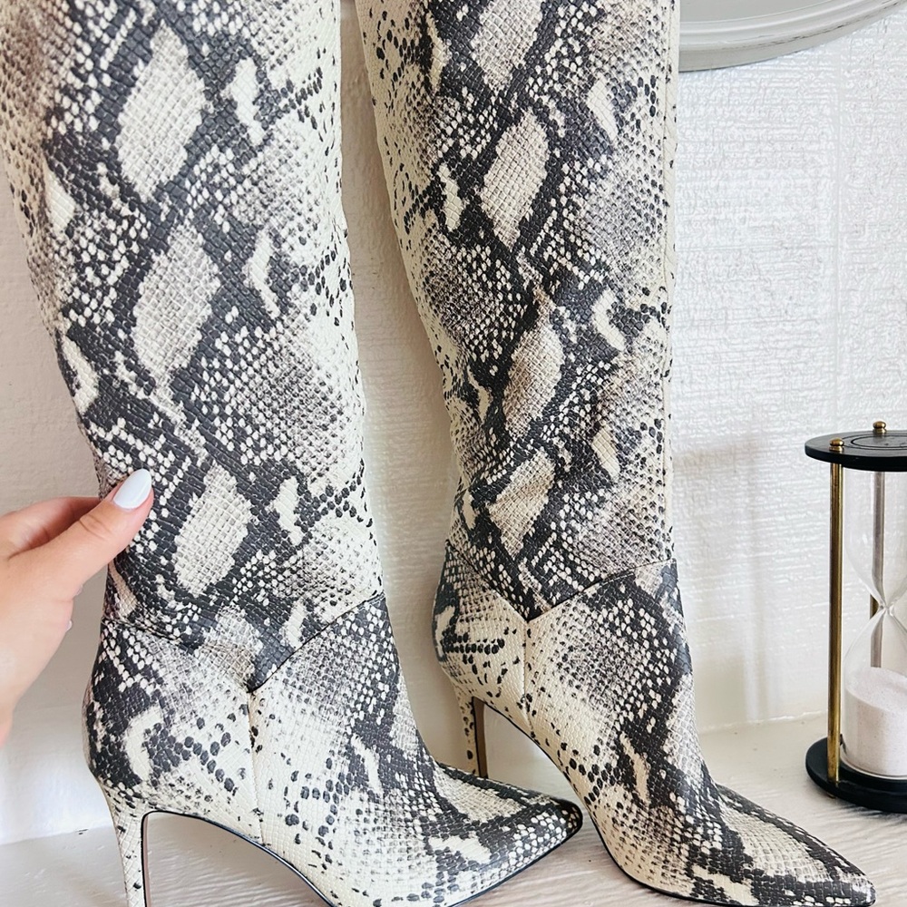 Steve Madden Black and Cream Heeled Boots